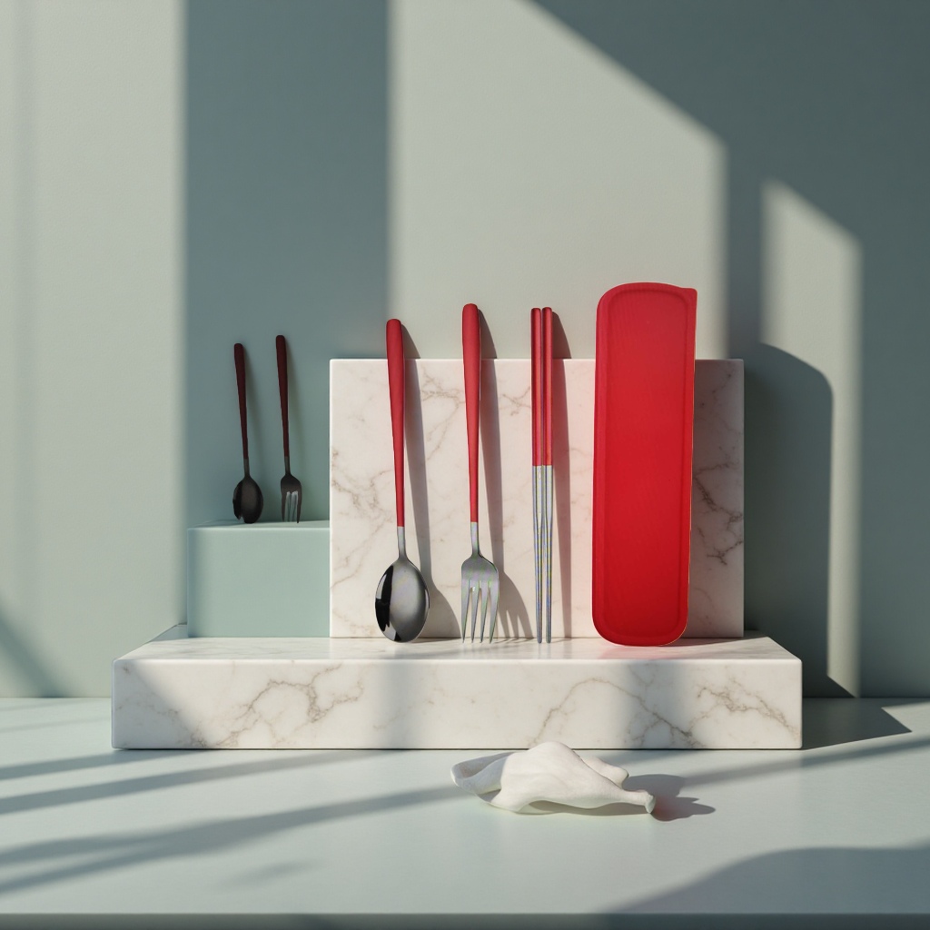 Portable tableware box, cake knife and fork set, cookware combination set details Picture