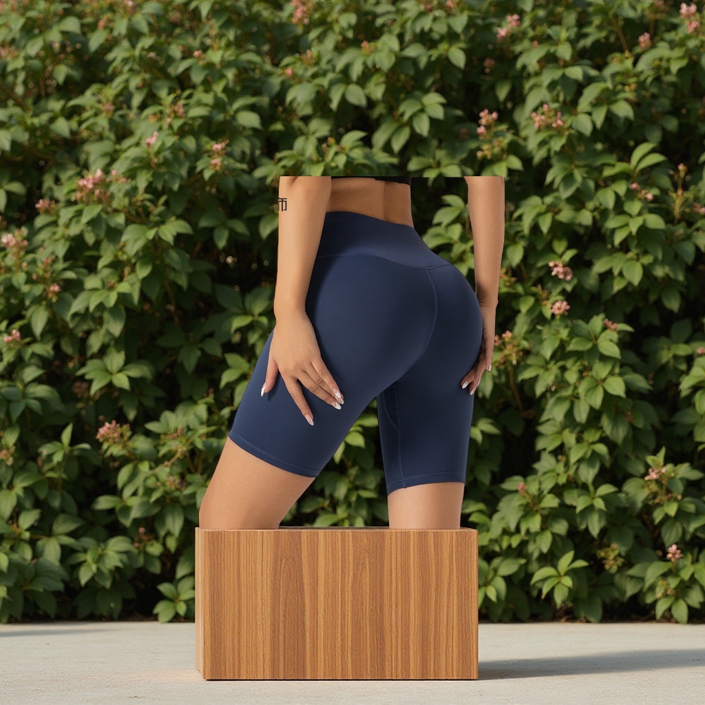 Peach women's 5-point high-waisted hip-lifting yoga pants, tight-fitting fitness shorts for women details Picture