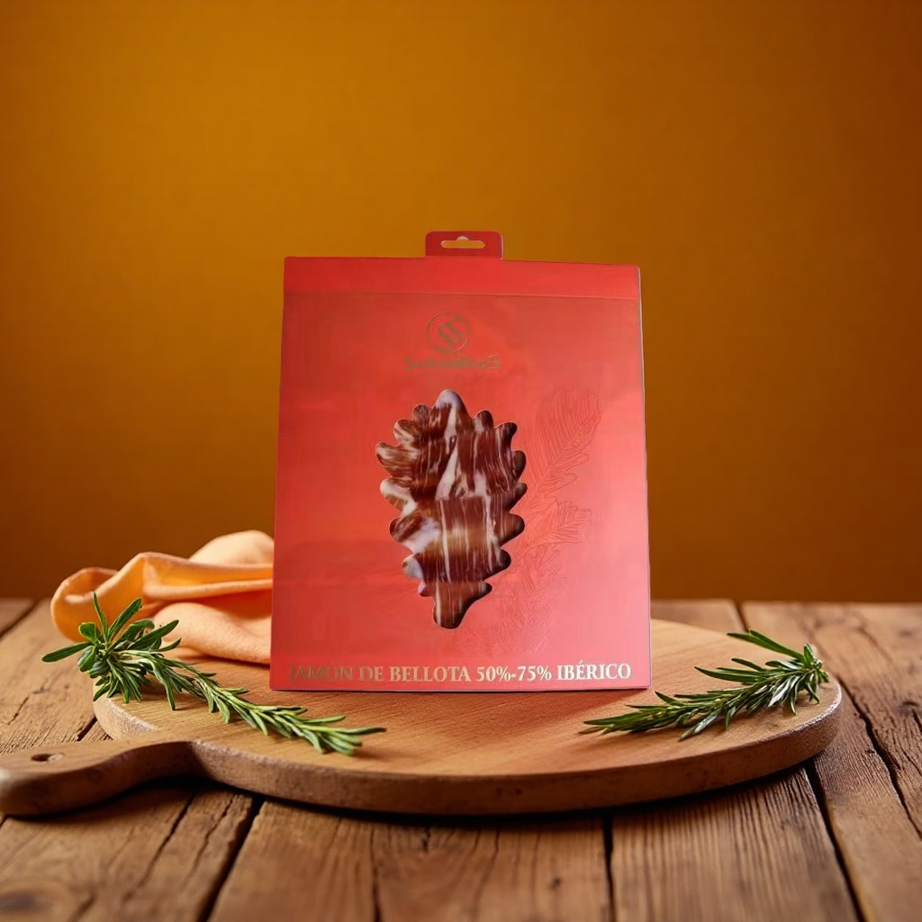 Spanish Iberian black pig Green label ham slices details Picture