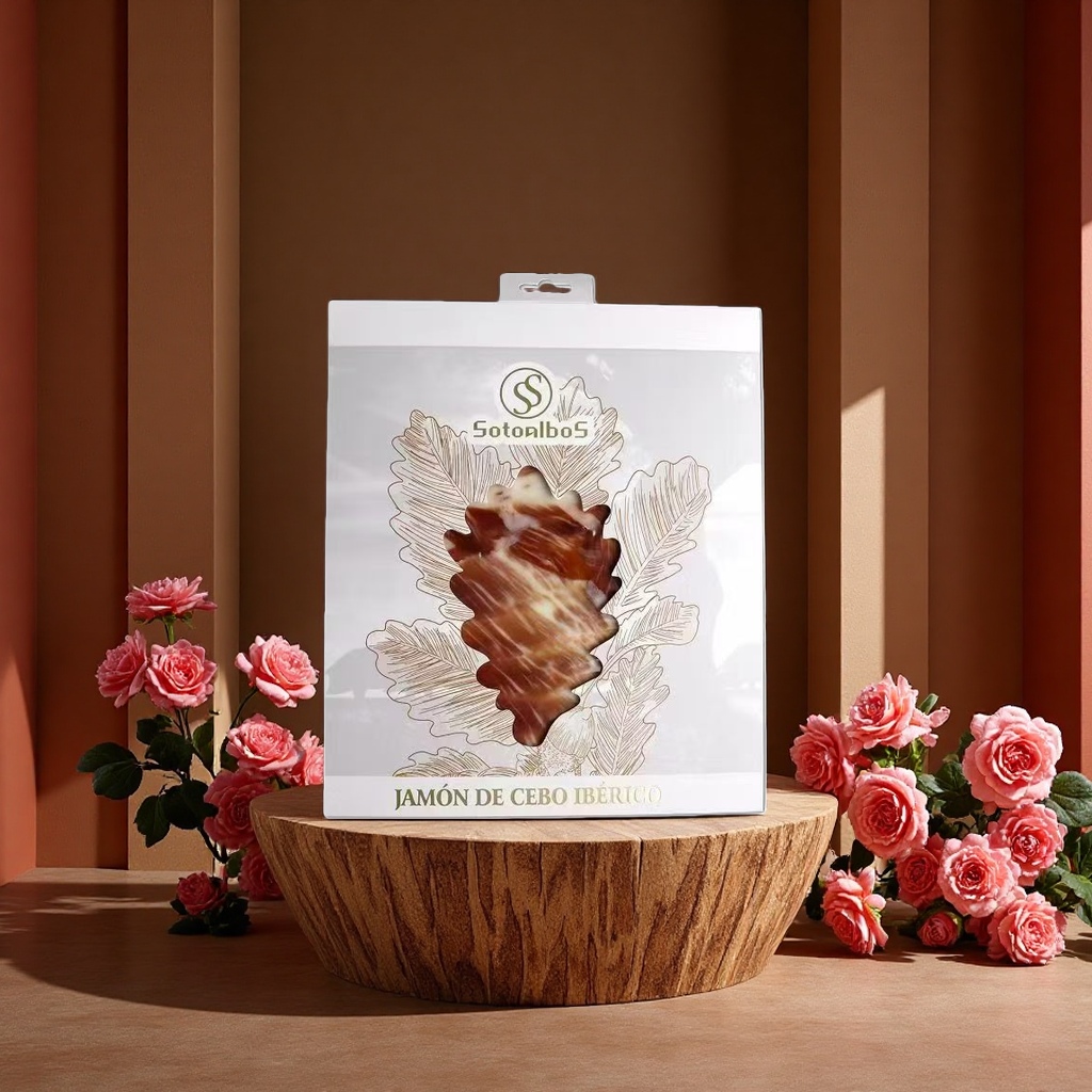 Iberian black pig white label ham slices from Spain