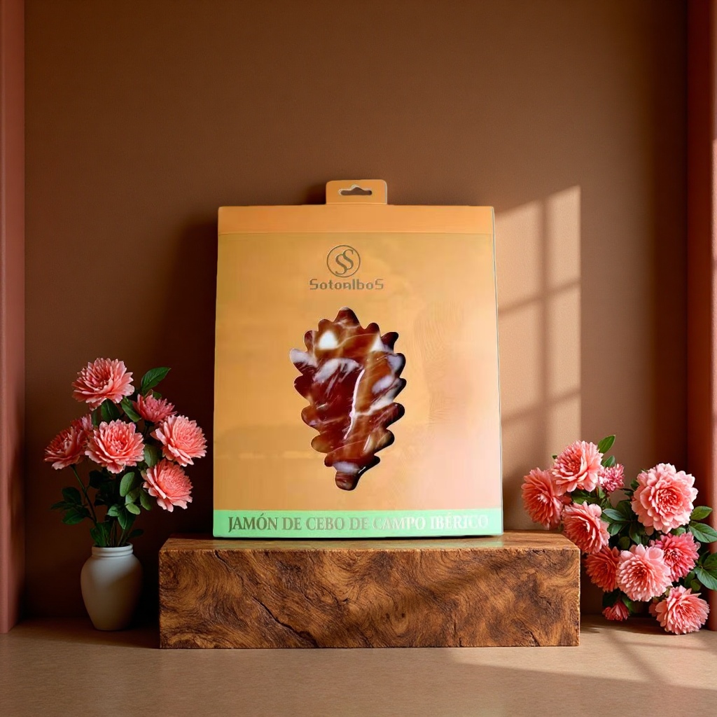Iberian black pig white label ham slices from Spain details Picture