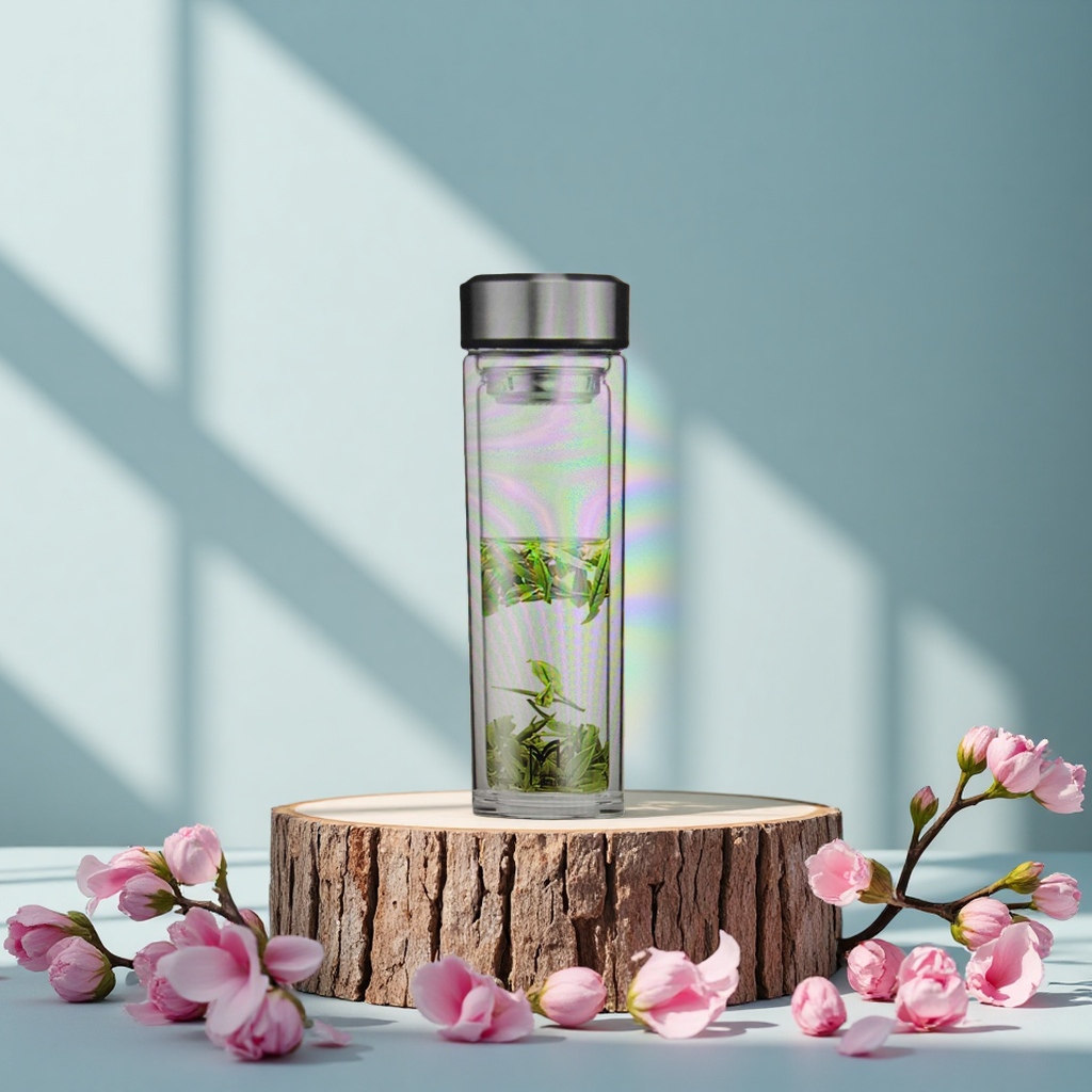 Green apple glass cup thermos, 180ml glass cup, portable and durable Specification image