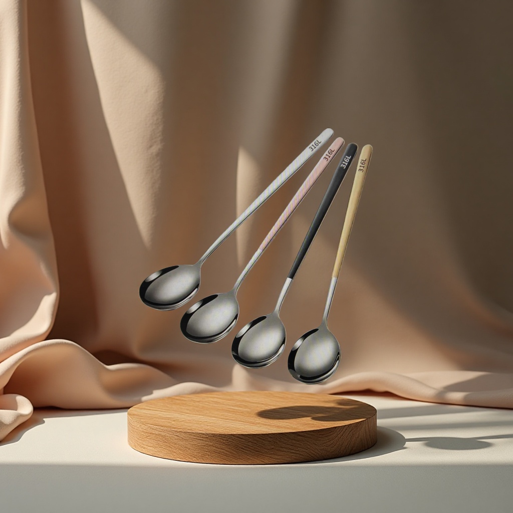 Metal coffee bean measuring spoon, stainless steel small spoon tableware, genuine household products details Picture