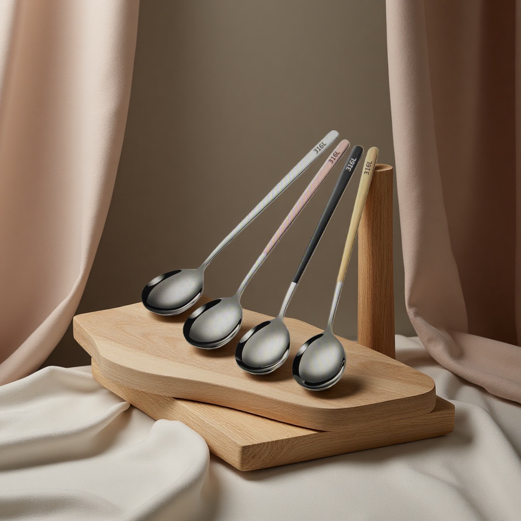 Metal coffee bean measuring spoon, stainless steel small spoon tableware, genuine household products
