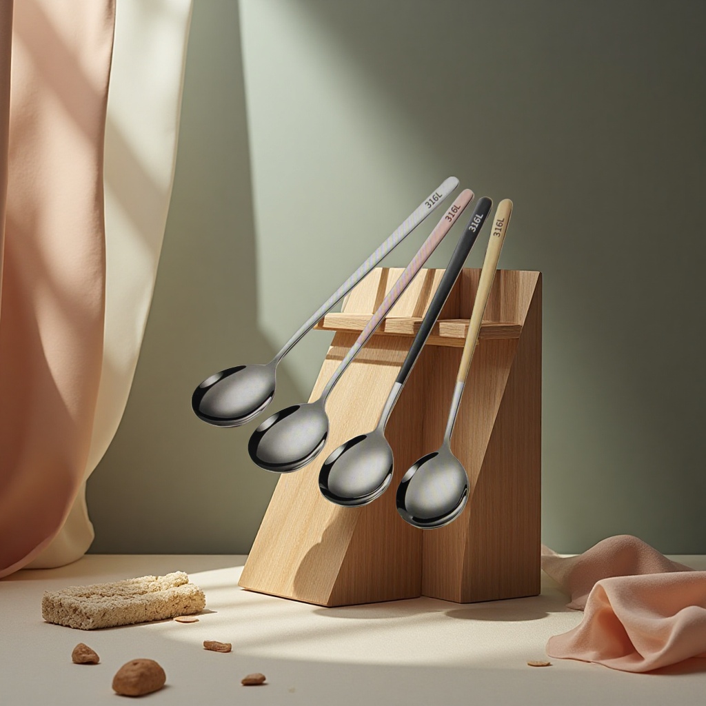 Metal coffee bean measuring spoon, stainless steel small spoon tableware, genuine household products Specification image