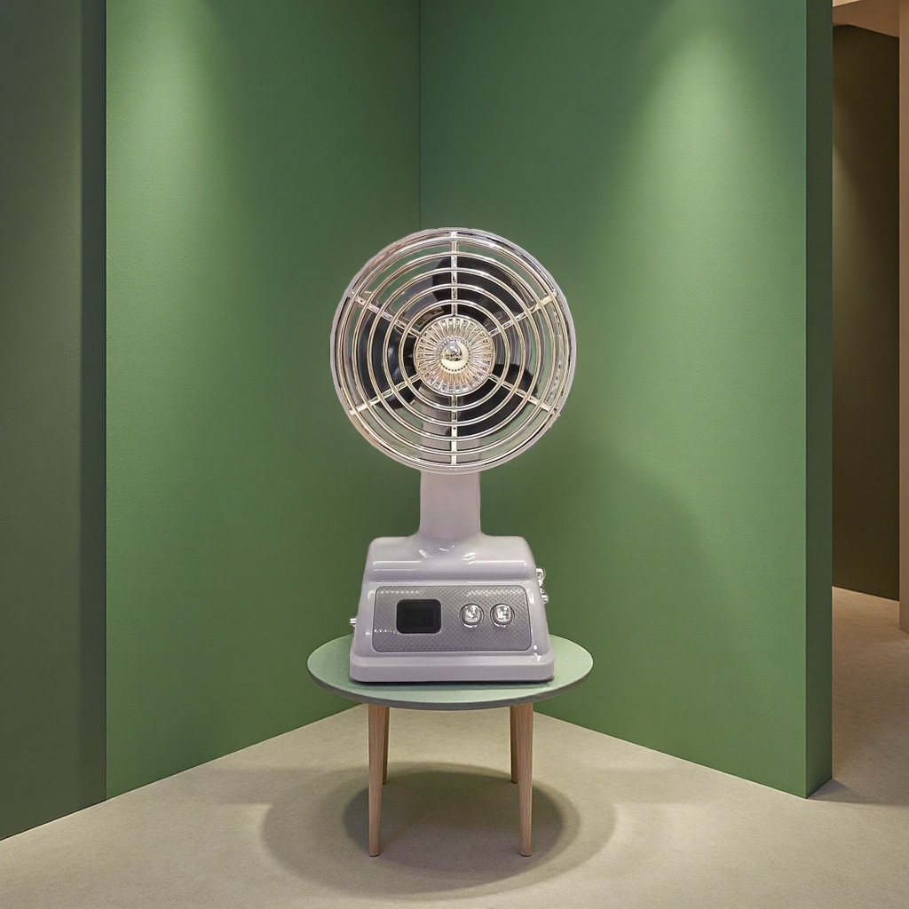 New retro mini fan standing desk, office, student dormitory desktop, USB charging, digital display fan details Picture