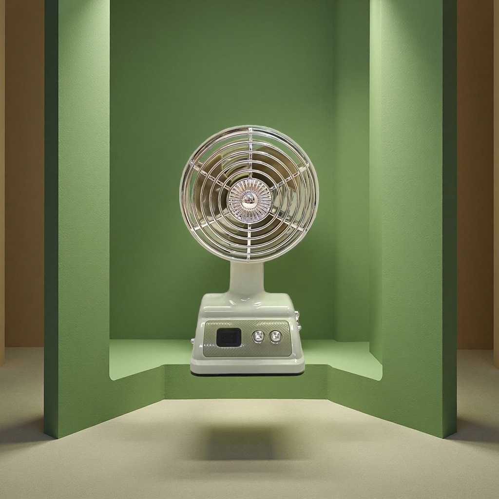 New retro mini fan standing desk, office, student dormitory desktop, USB charging, digital display fan Application Scenario