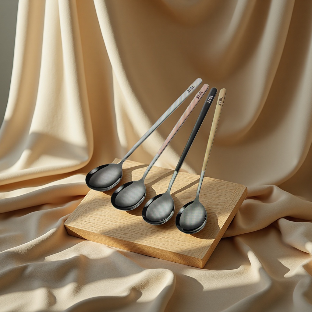 Metal medicine spoon, coffee bean measuring spoon, stainless steel tableware, small spoon, 180g details Picture