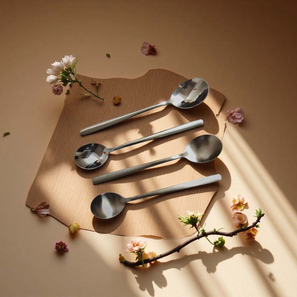Metal coffee bean measuring spoon, stainless steel small spoon tableware, household genuine product 134118136