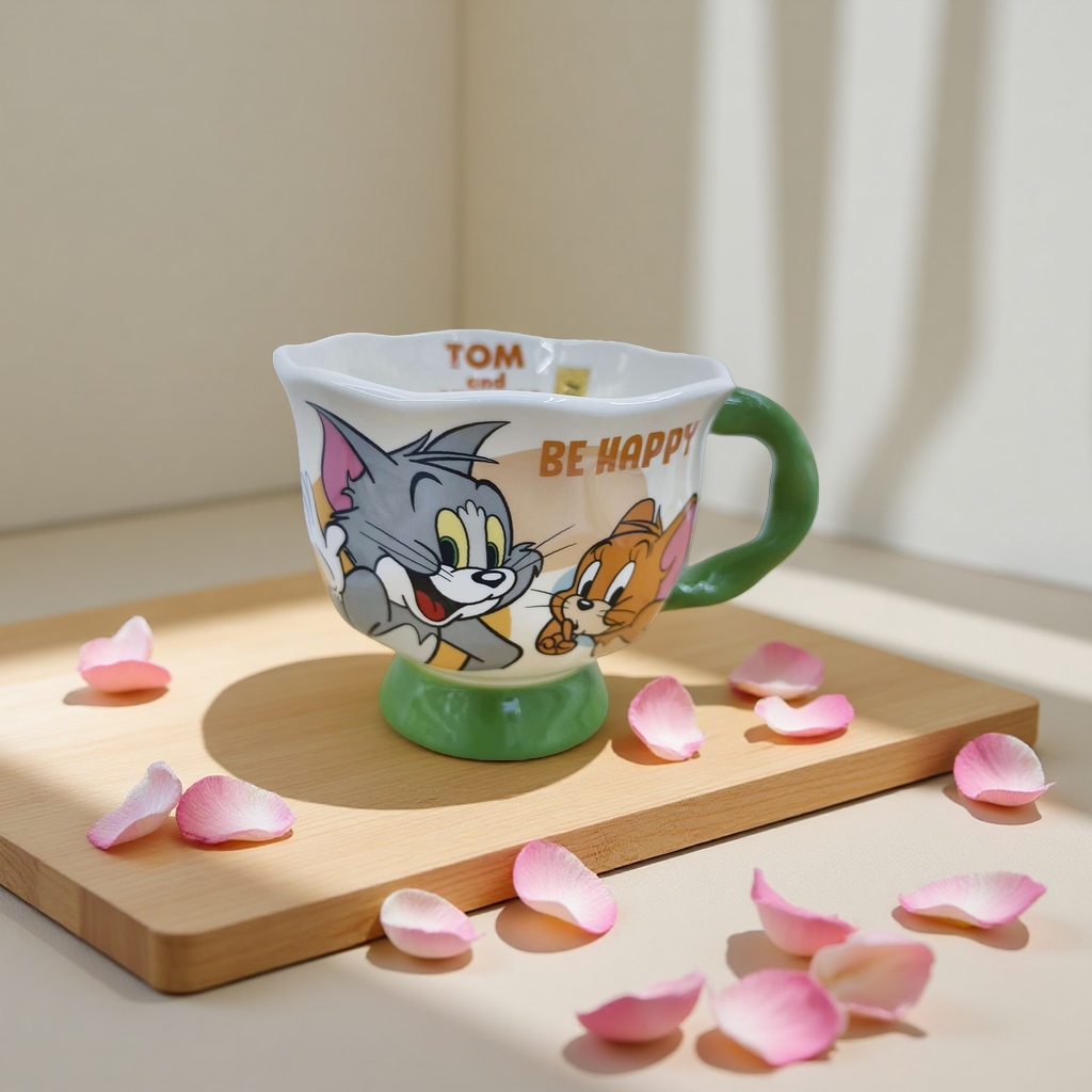 Limei Ceramics' Tom and Jerry officially authorized ceramic cup Flower tea cup is elegantly designed details Picture