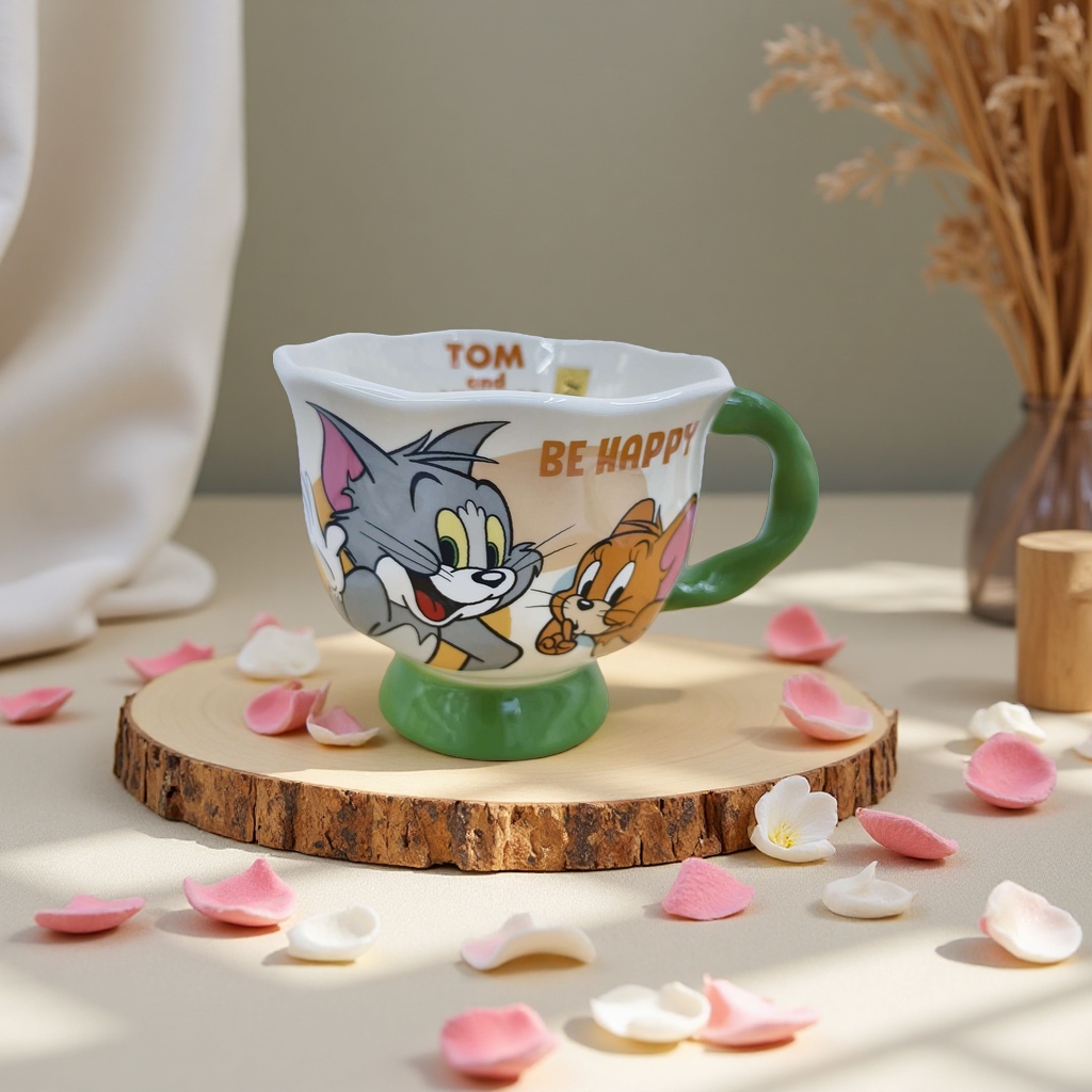 Limei Ceramics' Tom and Jerry officially authorized ceramic cup Flower tea cup is elegantly designed