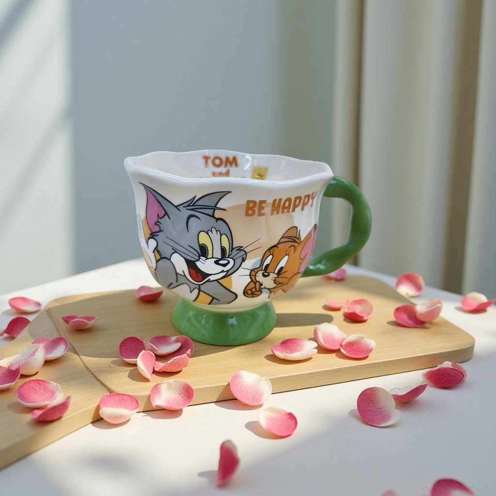 Limei Ceramics' Tom and Jerry officially authorized ceramic cup Flower tea cup is elegantly designed Specification image
