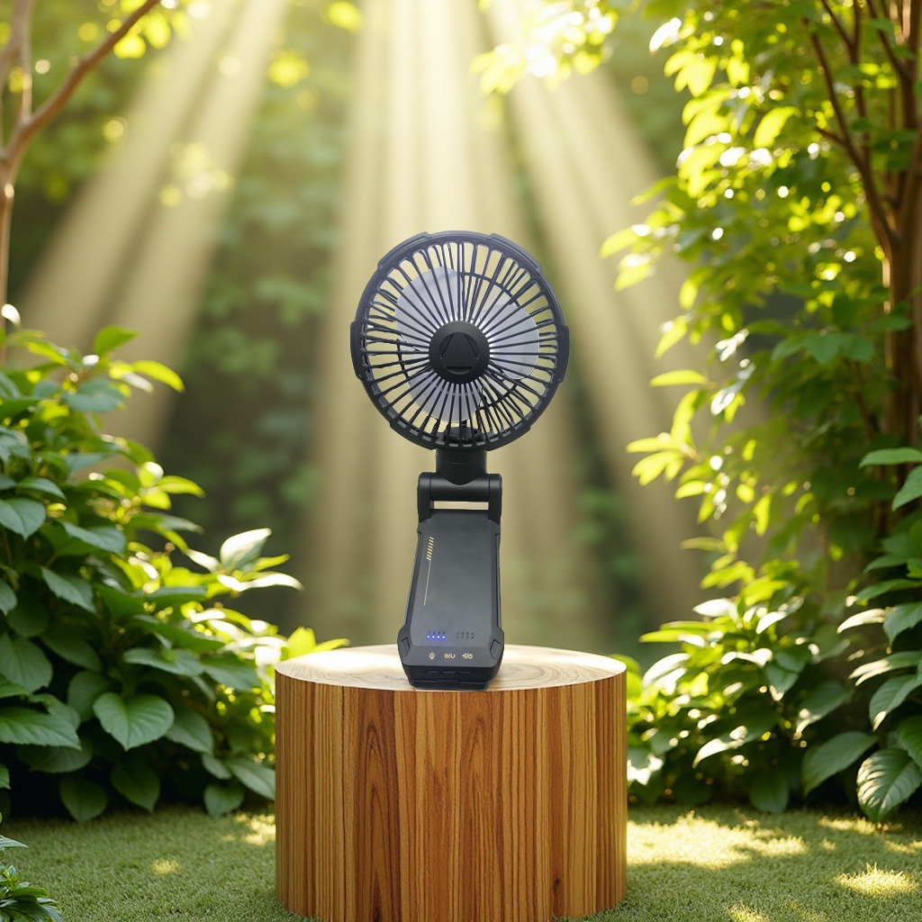New magnetic clip folding portable fan, USB charging, outdoor camping, 75 ° C oscillating high battery life fan light