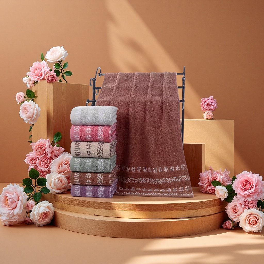 A thick, large-sized, absorbent, soft household towel made of pure cotton Item Picture