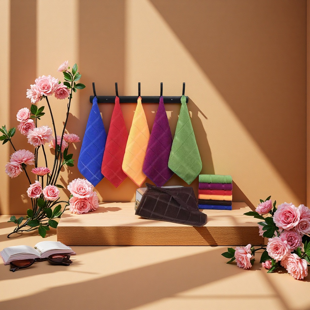 A thick, large-sized, absorbent, soft household towel made of pure cotton details Picture