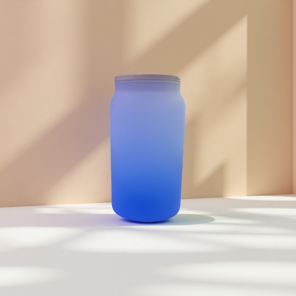 Factory direct sales of gradient color glass cup wooden lid heat transfer printing handicrafts