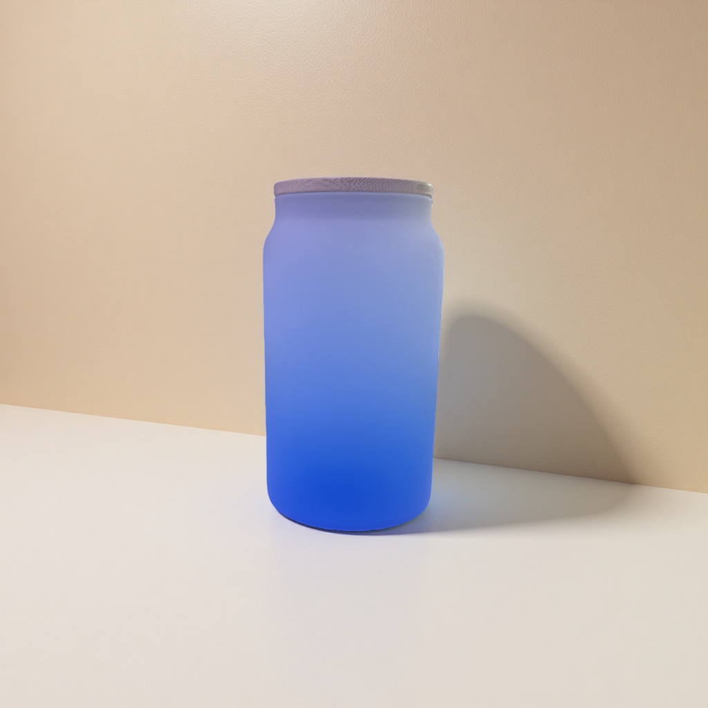Factory direct sales of gradient color glass cup wooden lid heat transfer printing handicrafts Specification image