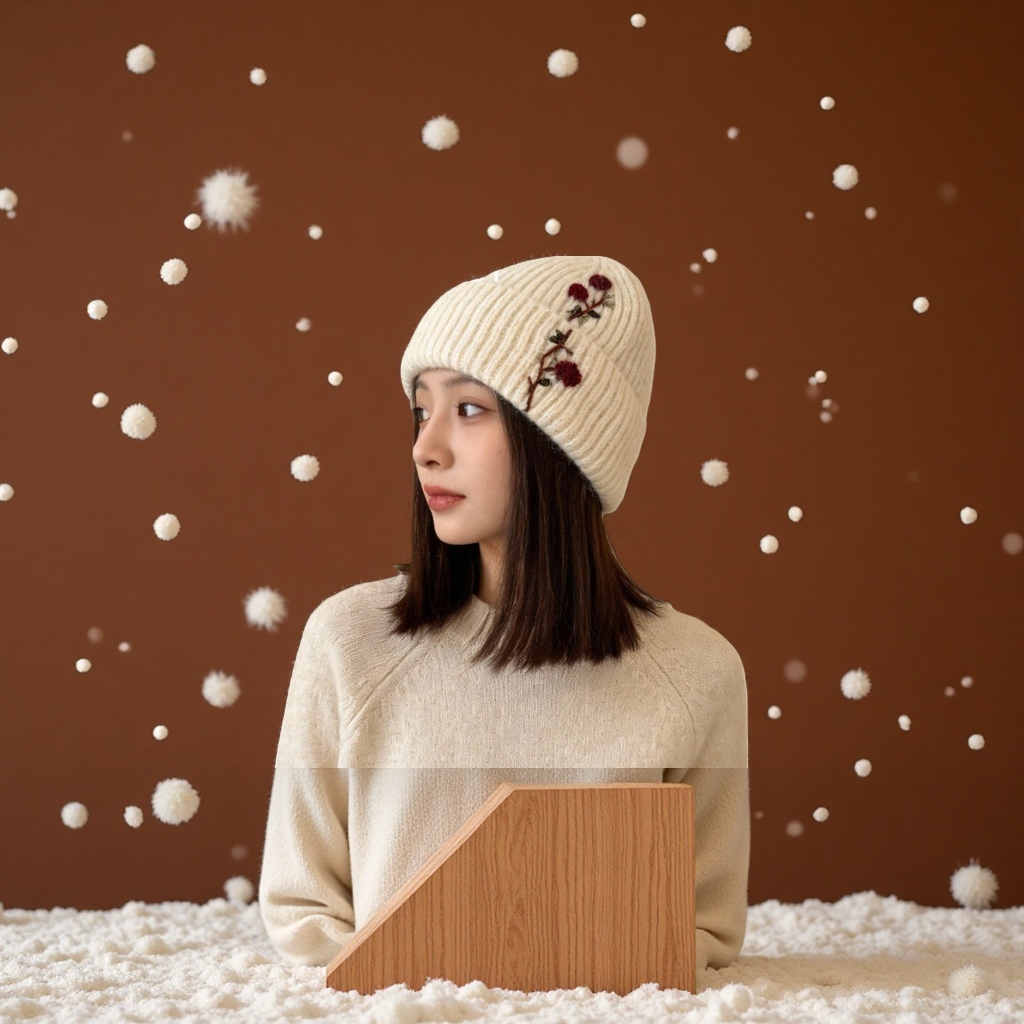 Korean-style retro knitted woolen ear-protecting hat for women 2026 new autumn and winter, warm and versatile, face-enhancing small headscarf