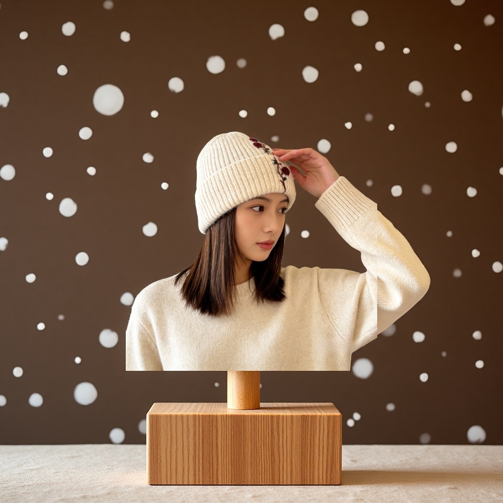Korean-style retro knitted woolen ear-protecting hat for women 2026 new autumn and winter, warm and versatile, face-enhancing small headscarf details Picture