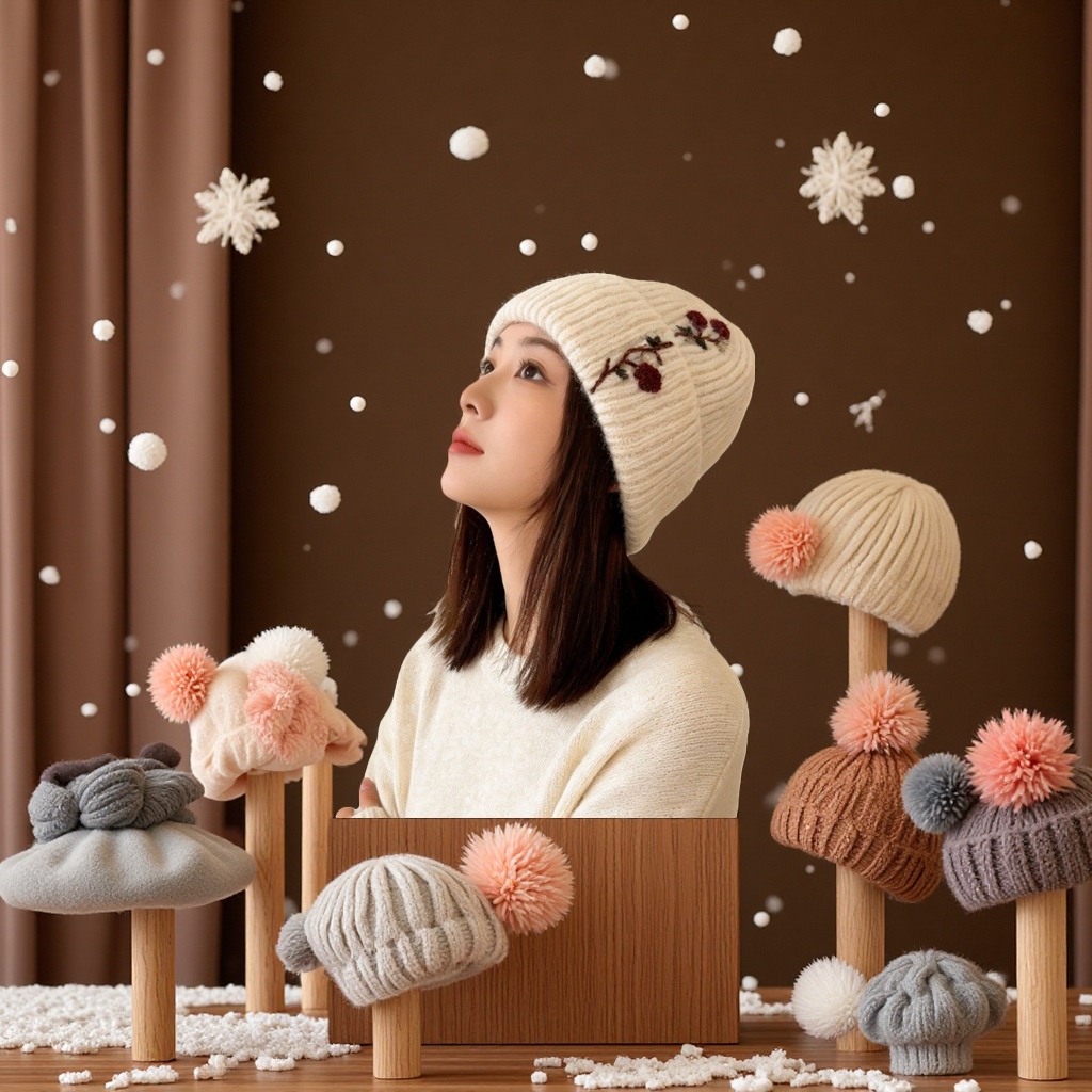 Korean-style retro knitted woolen ear-protecting hat for women 2026 new autumn and winter, warm and versatile, face-enhancing small headscarf Specification image