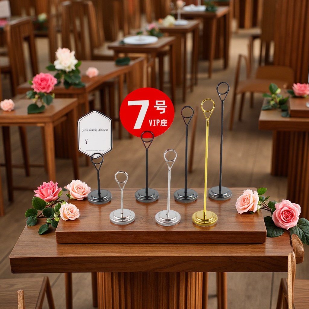 不锈钢水滴夹餐厅菜品夹婚礼酒店桌面席位卡夹婚庆喜宴号码牌夹橡塑有机玻璃制品台卡宴会桌牌底座 照片便签固定夹 餐桌名片展示