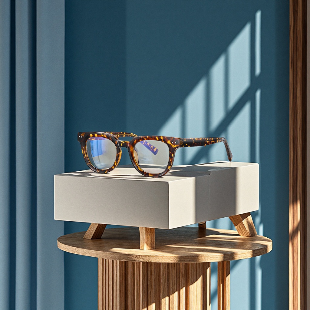 Retro Korean-style flat light glasses, simple riveted anti-blue light glasses for men, 2120 imitation material, propionic acid CP core optical frame Application Scenario