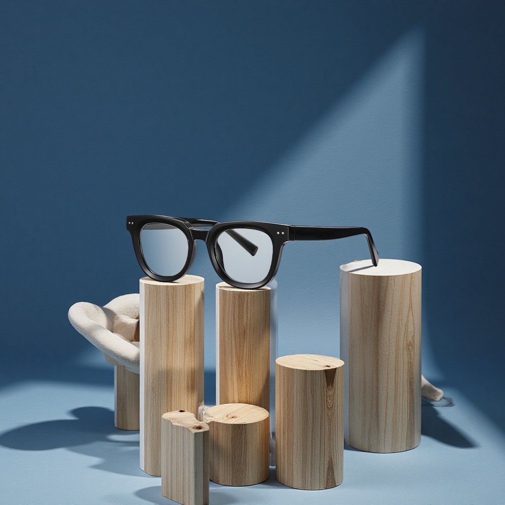 Retro Korean-style flat light glasses, simple riveted anti-blue light glasses for men, 2120 imitation material, propionic acid CP core optical frame Item Picture