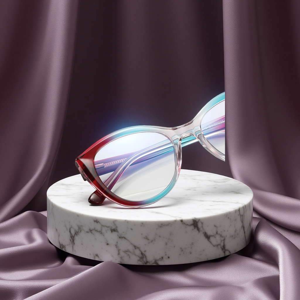 New gradient optical glasses 2145ins style trendy ladies' anti-blue light flat glasses with progressive multi-color frame details Picture