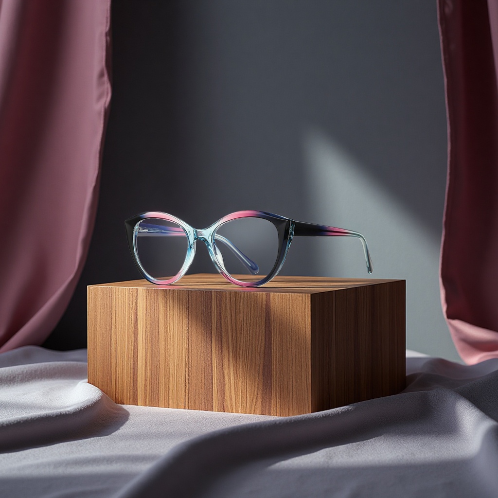 New gradient optical glasses 2145ins style trendy ladies' anti-blue light flat glasses with progressive multi-color frame Specification image