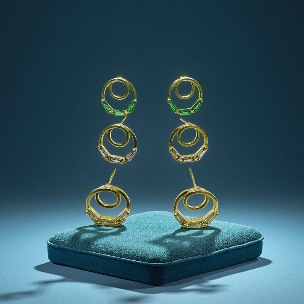 The new double-circle micro-inlaid zirconium stud earrings for women from Dongdaemun, South Korea, are simple and fashionable copper earrings