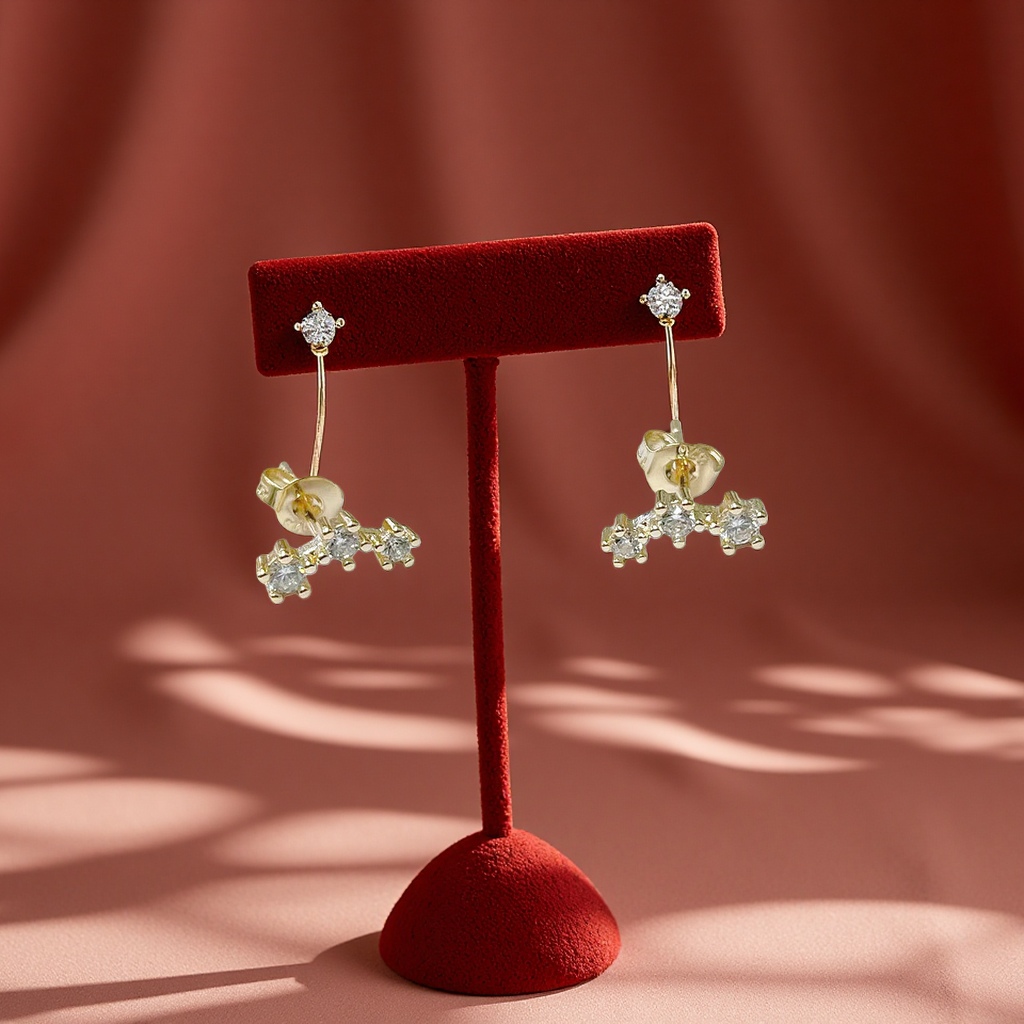 DIY jewelry accessories, diamond-patterned flower stud earrings, gentle, sweet, niche, light luxury, individual, simple and versatile for women details Picture