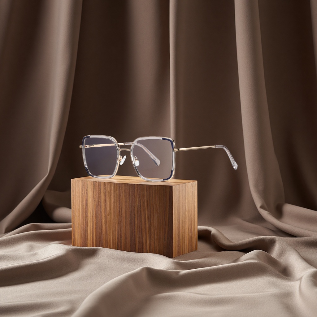 Metal TR ring large square frame 3135 Japanese and Korean goddesses' plain plain plain anti-blue light glasses Specification image