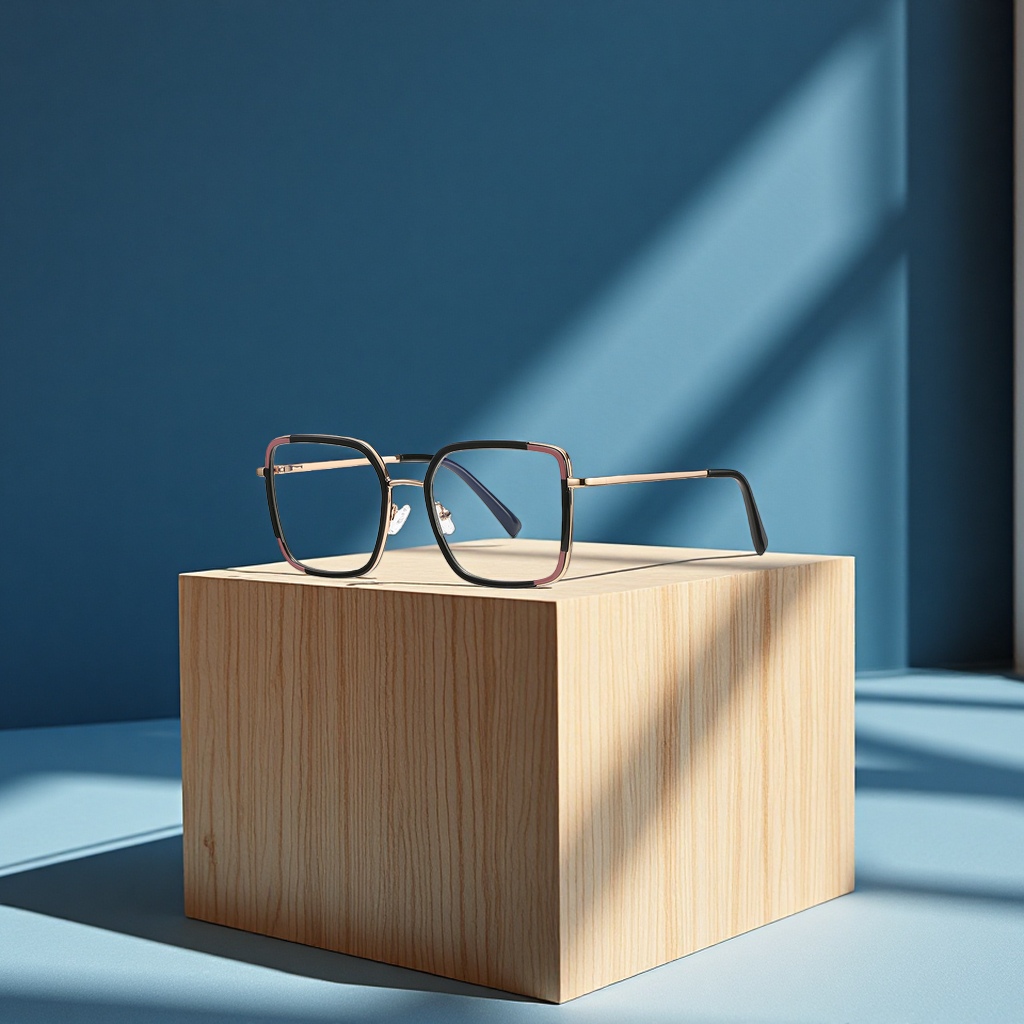 Metal TR ring large square frame 3135 Japanese and Korean goddesses' plain plain plain anti-blue light glasses Application Scenario