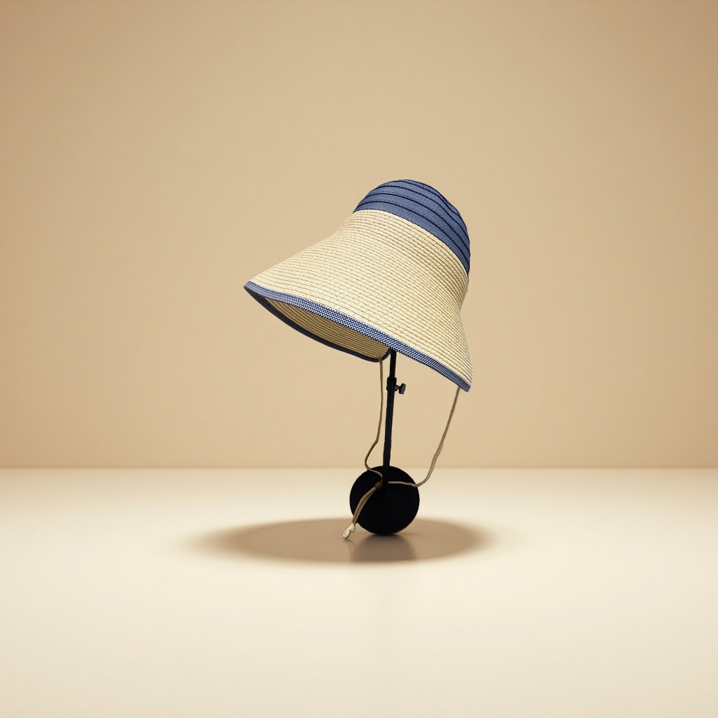 Fashionable sun-protective straw hat for women, summer sun protection fisherman's hat with wide brim, breathable and foldable