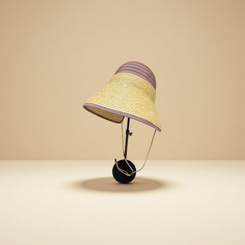 Fashionable sun-protective straw hat for women, summer sun protection fisherman's hat with wide brim, breathable and foldable details Picture