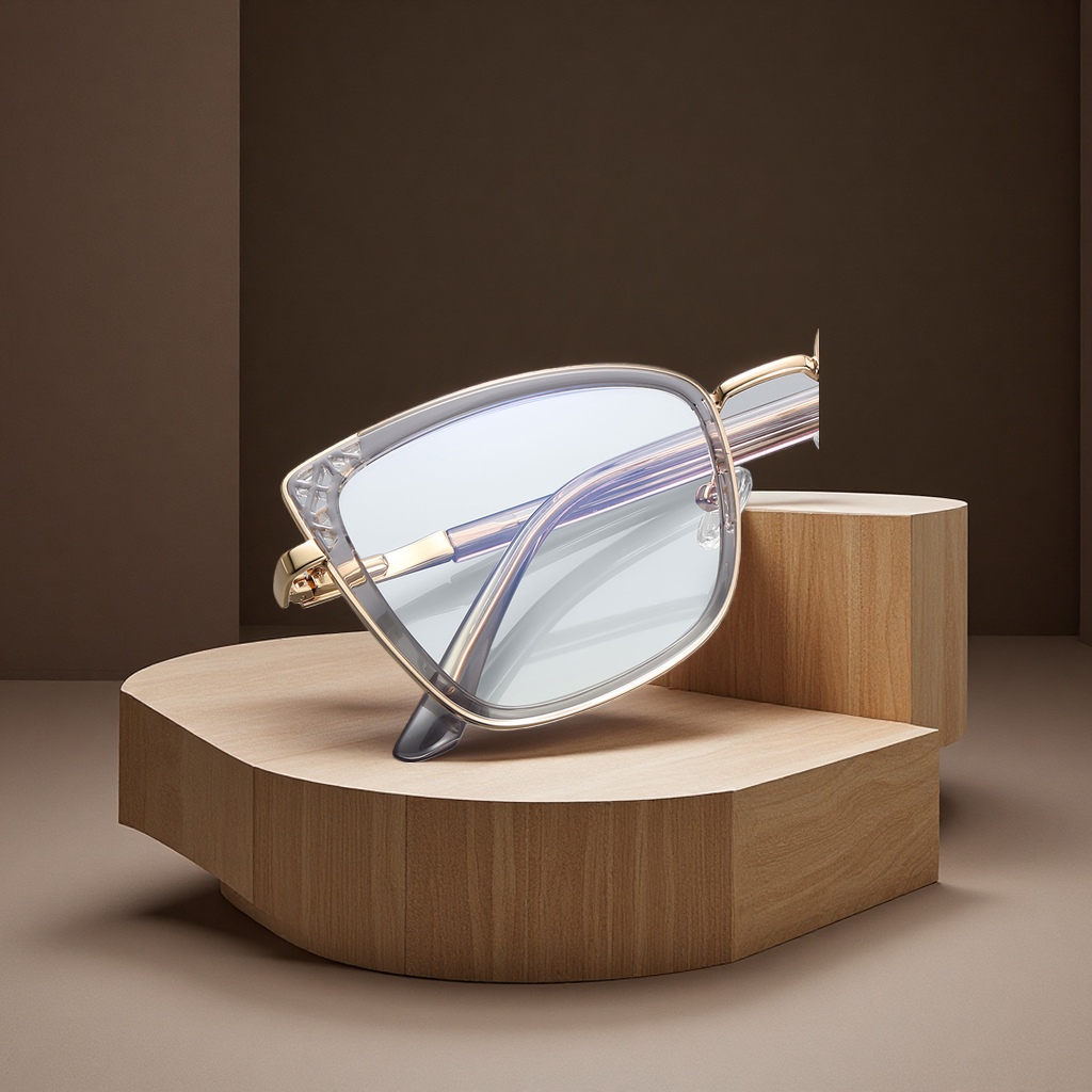 Fashionable anti-blue light gold wire TR hollowed-out plain glasses 3148 European and American trendy ladies' large face decoration frame details Picture