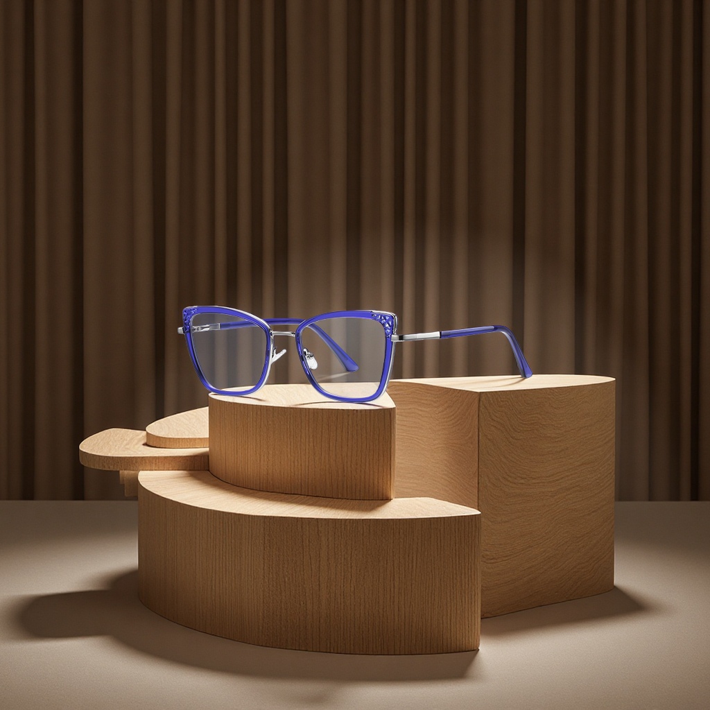 Fashionable anti-blue light gold wire TR hollowed-out plain glasses 3148 European and American trendy ladies' large face decoration frame Application Scenario