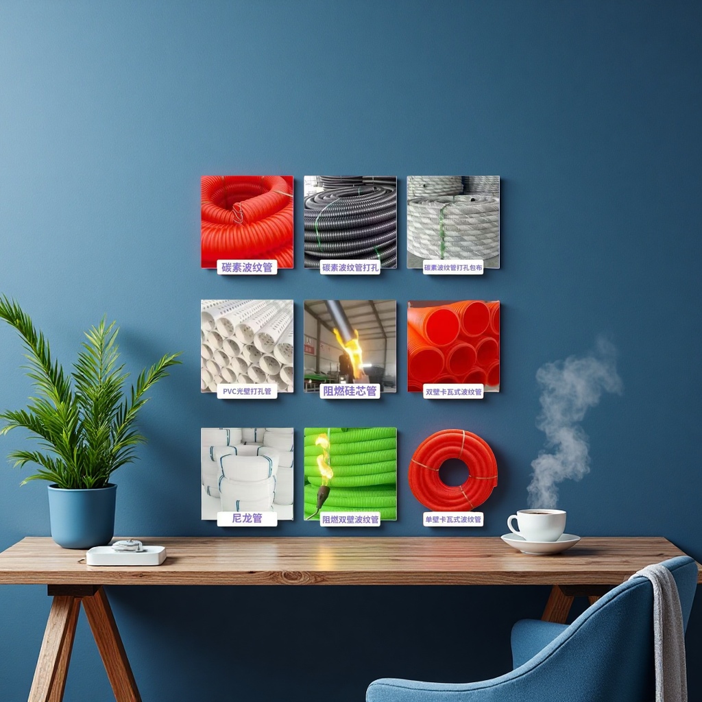 Red, black, grayish white, white, orange, green carbon corrugated pipe, PVC smooth wall perforated pipe, flame-retardant silicon core pipe, nylon pipe, double-wall, single-wall corrugated pipe, 16mm kitchen drain pipe