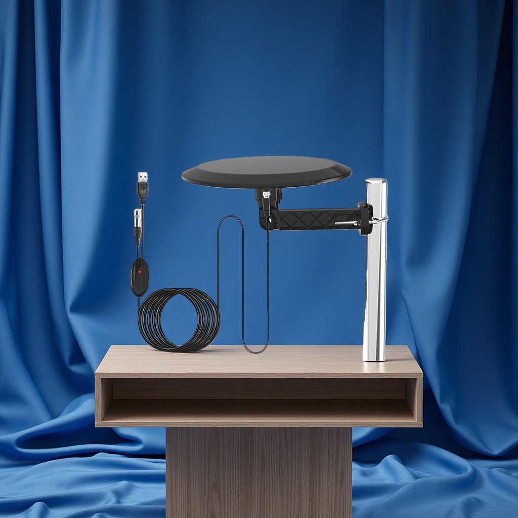 New indoor and outdoor digital TV antenna with signal amplifier, USB-powered DVB-ATSC high gain details Picture