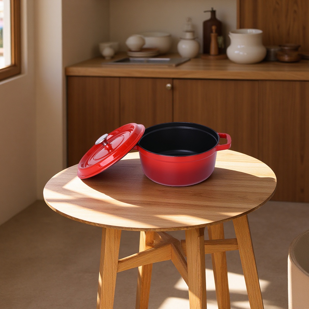 C&E Creative Enamel Soup pot with a frosted black cast iron multi-functional non-stick cooking and stewing function for kitchen use Specification image