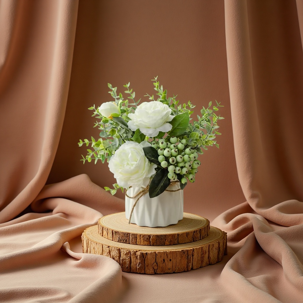 Potted plants such as pothos, spider plants, succulents, and small potted indoor foliage plants for decoration