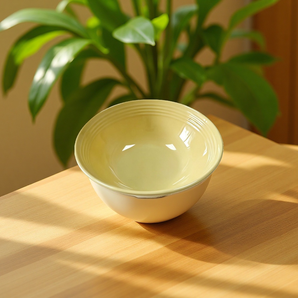 Yellow melamine round imitation porcelain soup bowl, commercial plastic seasoning soup bowl for canteens, imported baby and maternal feeding tableware Application Scenario