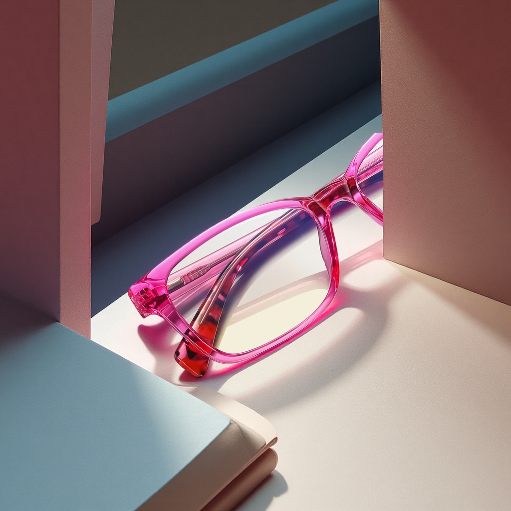 Teenagers' anti-blue light TR90 color-blocking optical glasses in cross-border stock, European and American ins style children's glasses details Picture