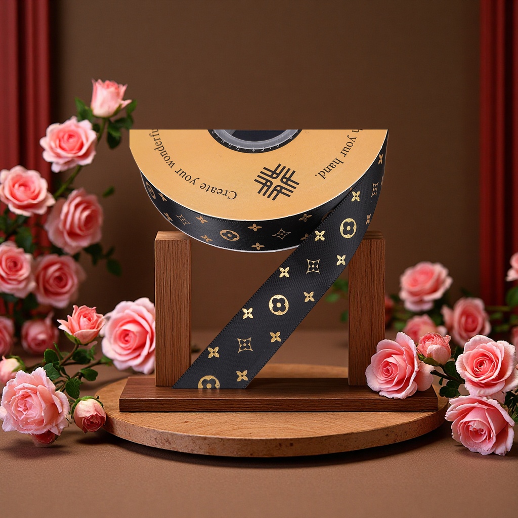 Small-batch customized polyester gilding copper coin pattern flower gift packaging ribbons, wedding candy boxes and souvenir ribbons Application Scenario