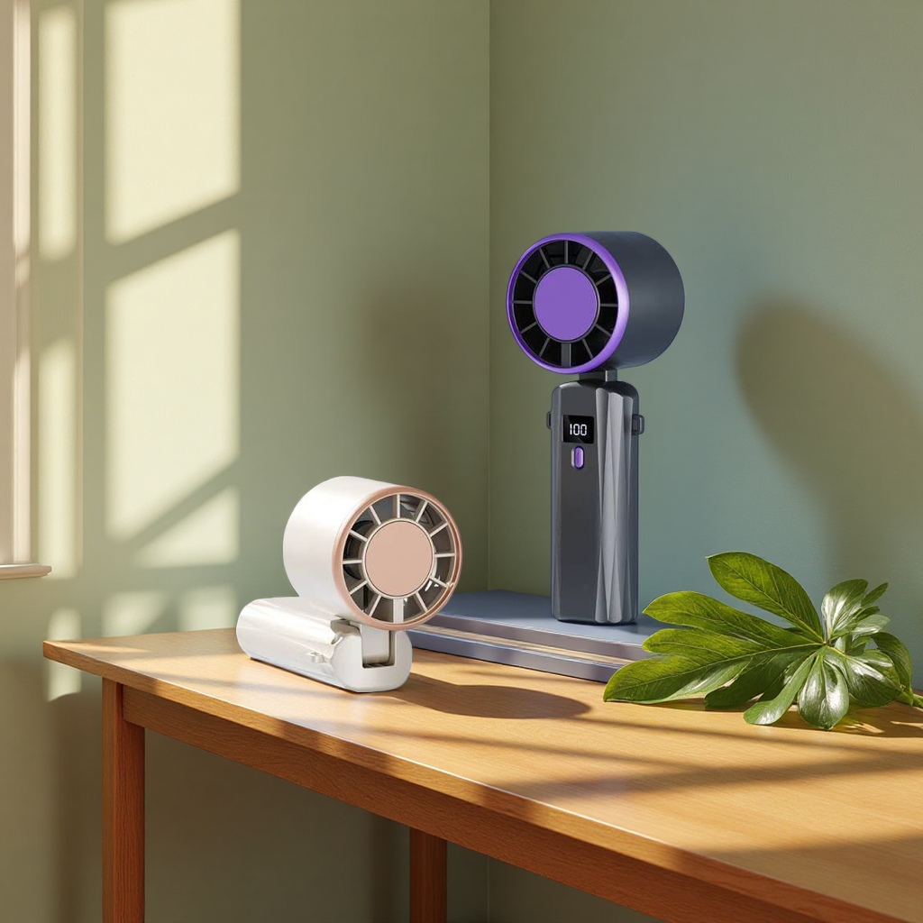 Handheld electric fan, small fan, portable charging, handheld fan, silent, strong wind force details Picture