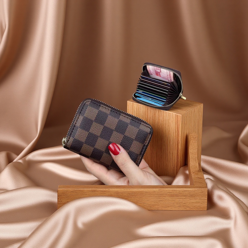 卡包一体女士大容量防消磁钱包 迷你小巧零钱驾驶证卡套