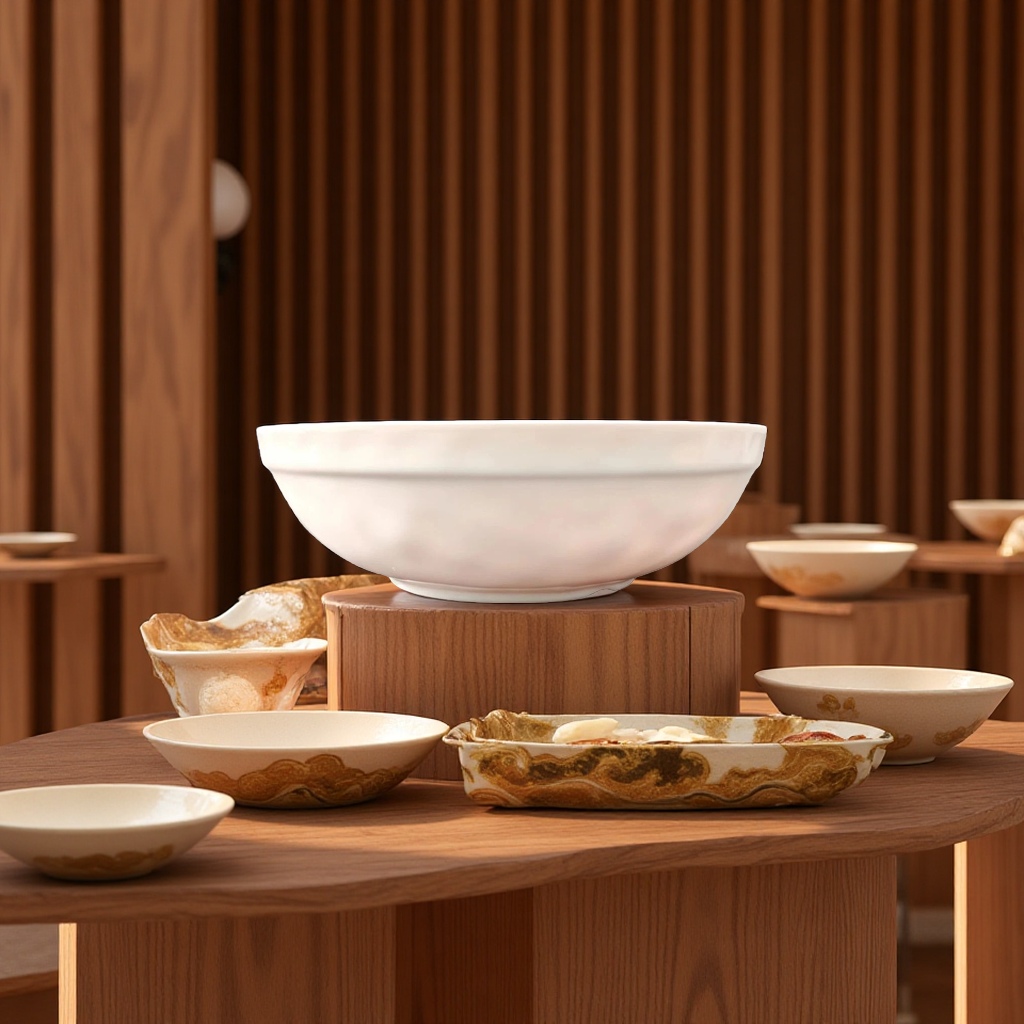 8-inch melamine imitation porcelain gold wave print round rice bowl and soup bowl commercial tableware imported details Picture