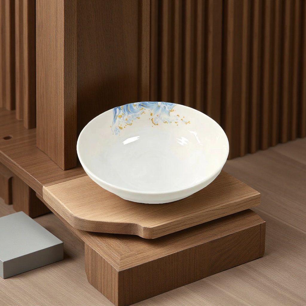 8-inch melamine imitation porcelain gold wave print round rice bowl and soup bowl commercial tableware imported Application Scenario