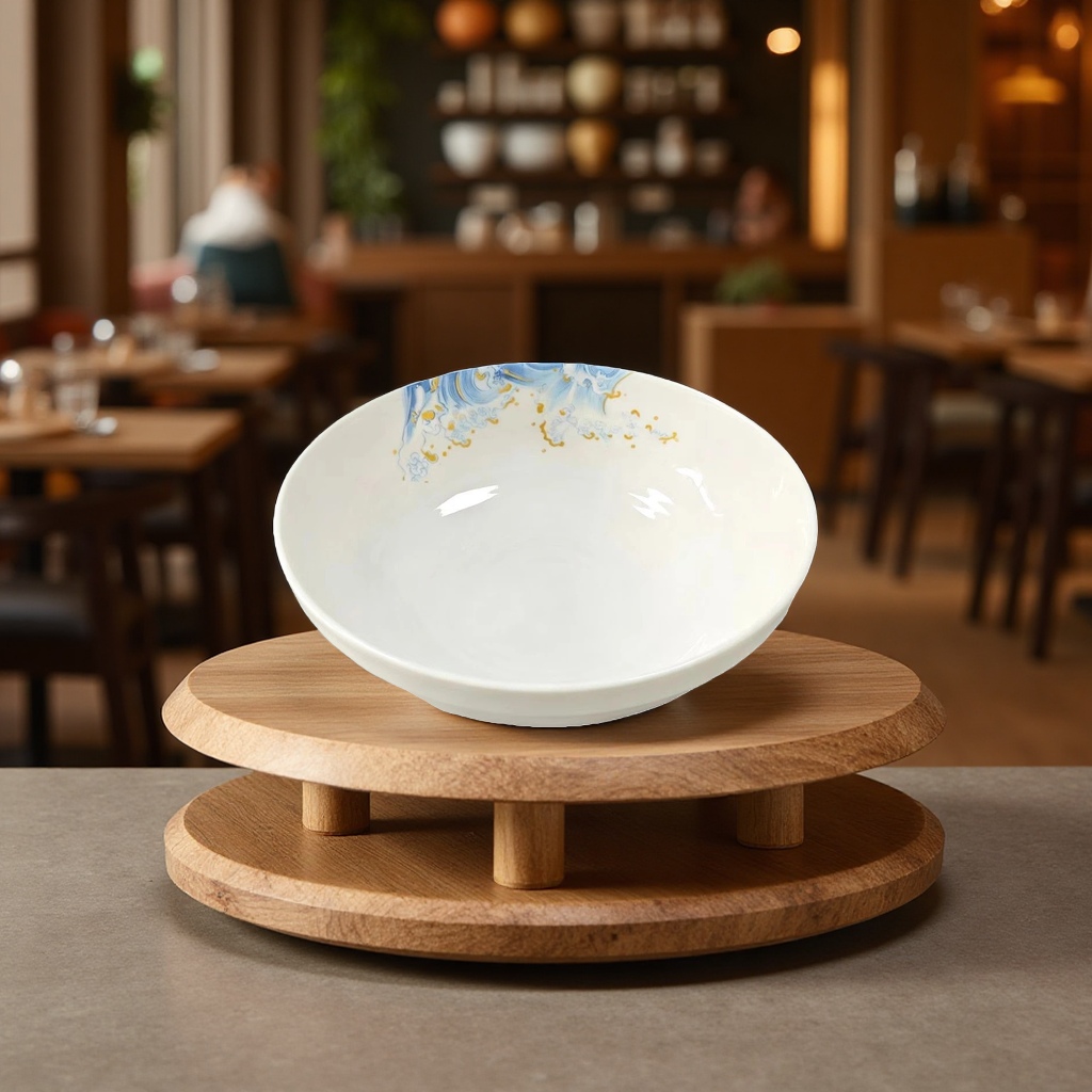 8-inch melamine imitation porcelain gold wave print round rice bowl and soup bowl commercial tableware imported Item Picture