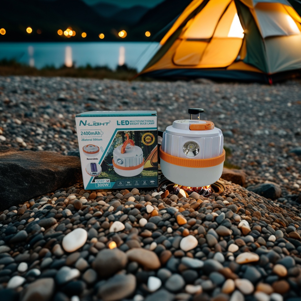 New type of camping lamp with hook and dual light source, rechargeable and electrically exposed camping lamp